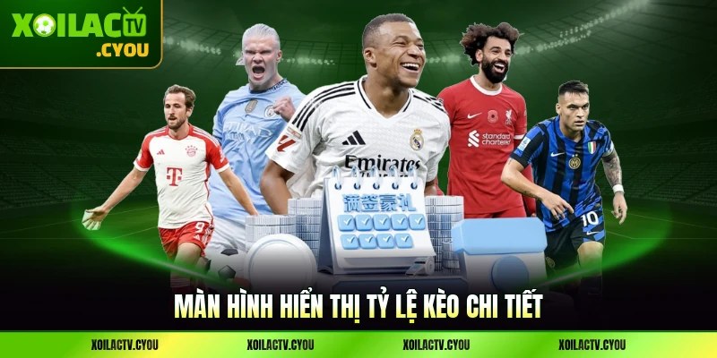 Màn hình hiển thị tỷ lệ kèo chi tiết
